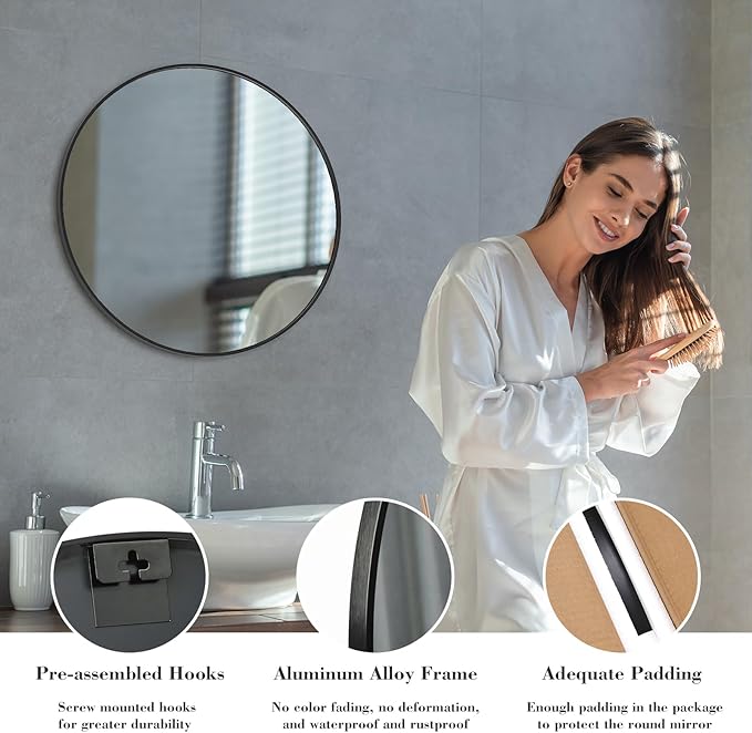 Sweetcrispy 24 Inch Round Wall Mirror - Image 5