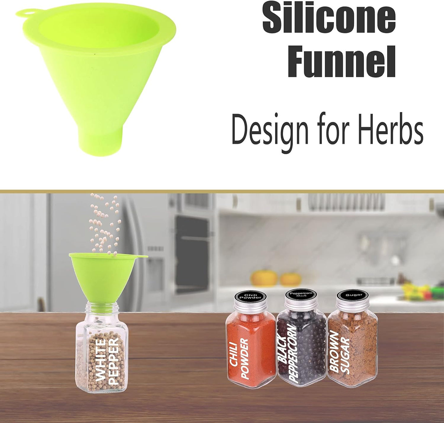 SWOMMOLY 25 Glass Spice Jars 6 oz Empty Square Spice Bottles with 703 Spice Labels, Chalk Marker and Funnel Complete Set. Spice Containers with Airtight Cap, Pour/sift Shaker Lid