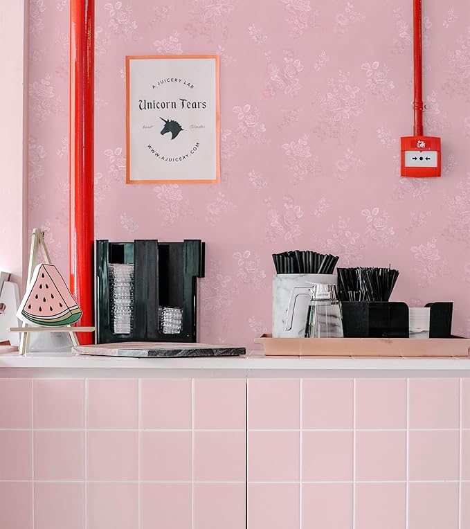 Pink Wallpaper Silk Embossed Floral Pink Contact Paper Peel and Stick Self - Image 6