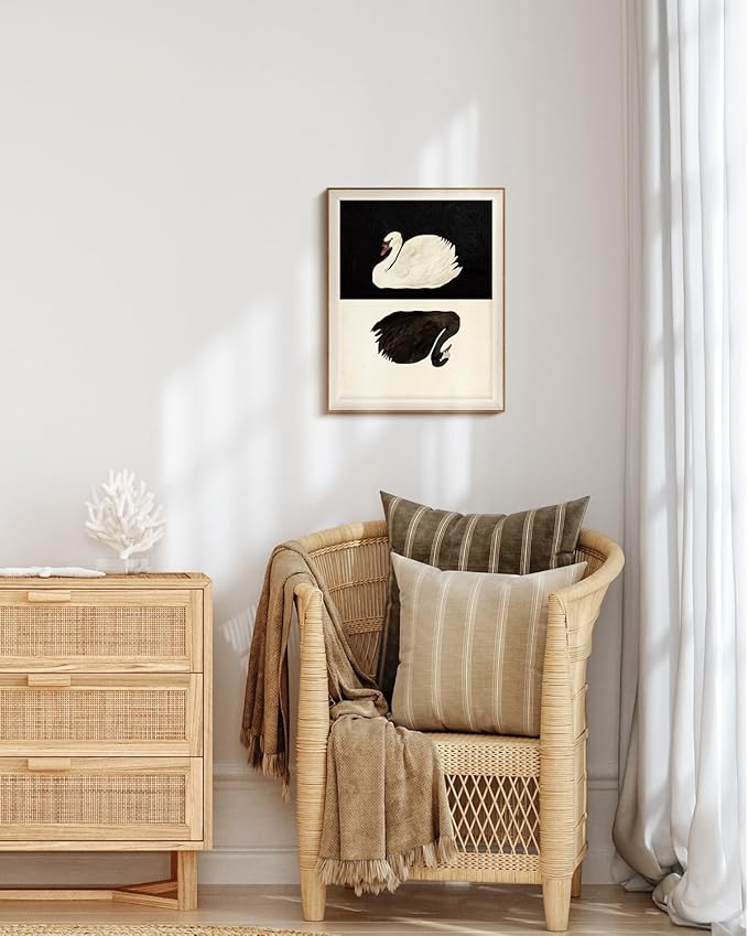 VIYYIEA Framed Wall Art for Living Room, Swan Canvas Prints, Vintage Home Decor - Image 4
