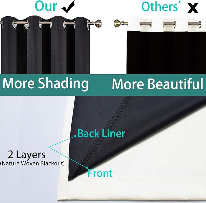 Yakamok 100% Blackout Curtains Thermal Insulated Curtain Panels - Image 5