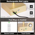Battery Operated Wall Sconce, 3000K-6000K Dimmable Gold Wall Lights - Image 4