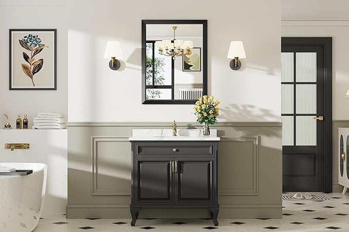 Briivue 28x36 Inch Black Bathroom Mirror - Image 3