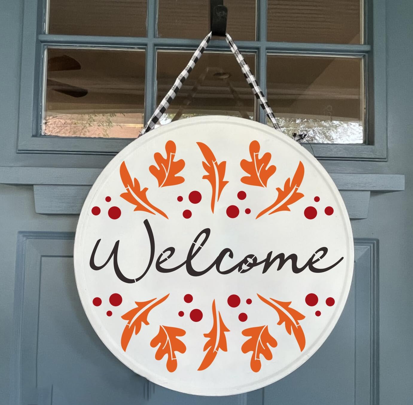 Fall Stencils for Painting on Wood Pumpkin Stencil Fall Leaves Maple Stencil Half Round Hello Autumn Drawing Templates for Door Porch Hanger Fall Wreath Home Decor