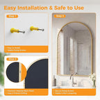 OLIXIS 26x38 Inch Arched Gold Bathroom Mirror - Image 7
