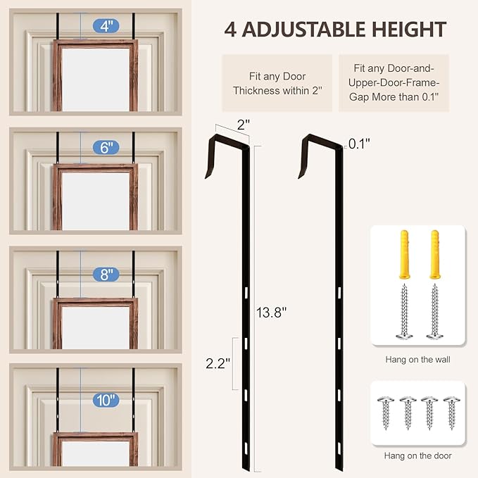 50"x16" Door Mirror, Rustic Full Length Mirror, Over The Door Hanging Mirrors - Image 5