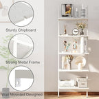 aboxoo Ladder Shelf White Wooden Bookshelf 5-Tier Wall-Mounted Open Wood Rack - Image 8