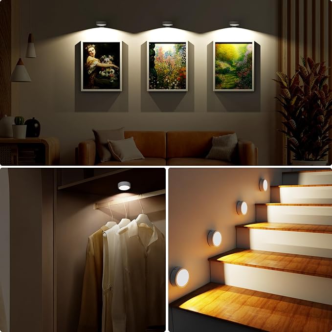 Narotood 6 Pack Picture Lights for Wall, Rechargeable Battery Operated Wall - Image 8