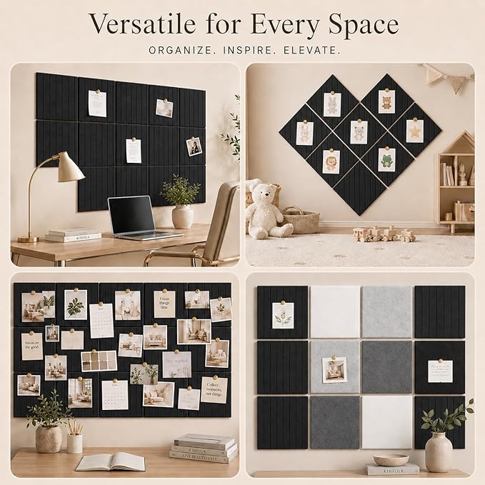 Large Cork Boards for Walls – 48 x 36 Self Adhesive Felt Wall Tiles - Image 6
