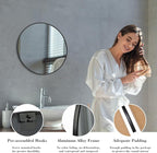 DUMOS Black Circle Mirror for Wall 20.02 inch, Bathroom Round Mirror for Over - Image 6