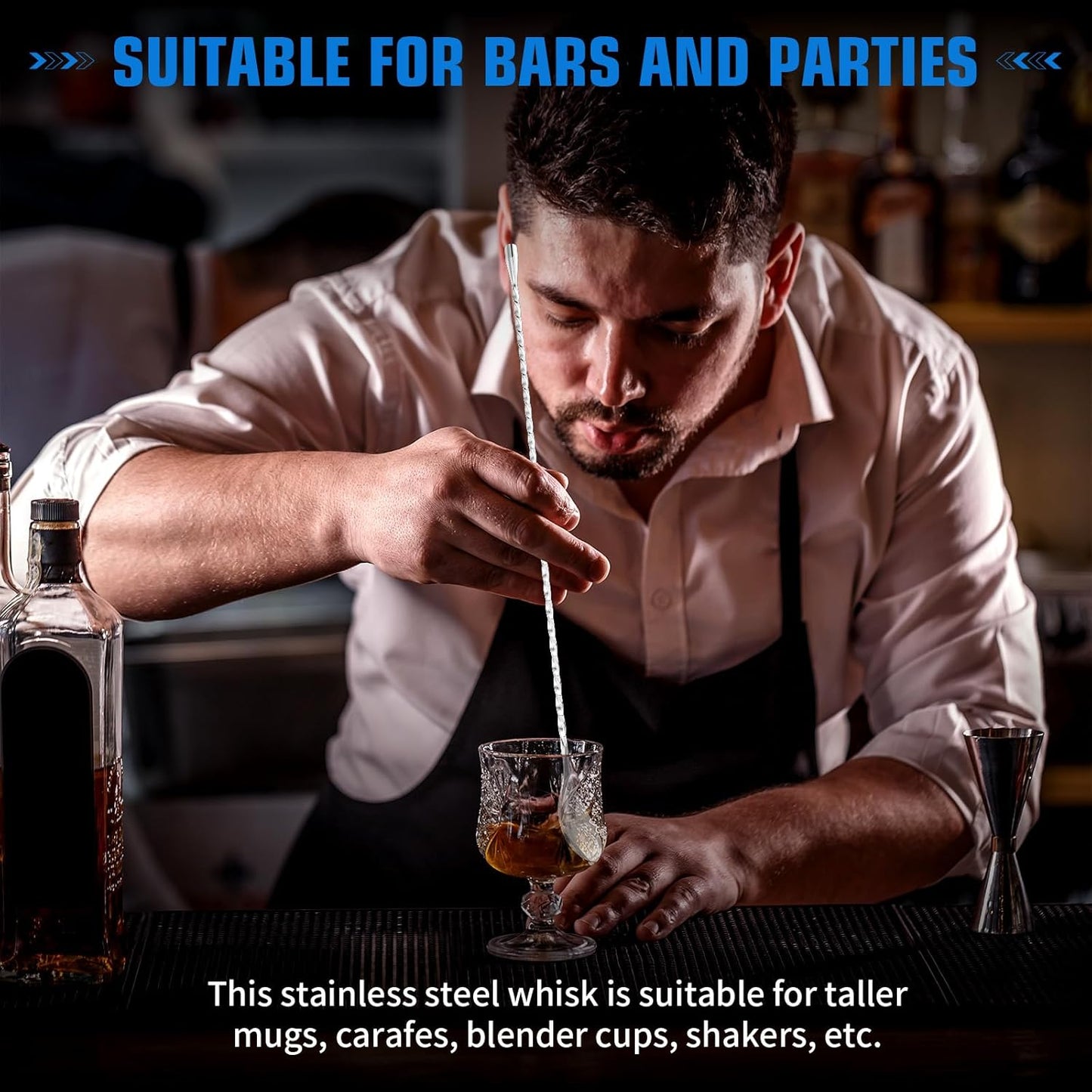 cobee 6 Pcs 15.7 In Cocktail Spoons, Stainless Steel Extra Long Bar Spoon Spiral Mixing Stirrer Drink Shaker Spoon for Tall Cups Cocktail Shaker(Silver)