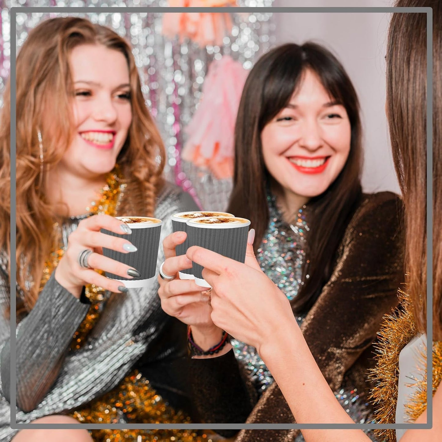 500 Pack Paper Espresso Coffee Cups, 4 oz Disposable Coffee Cups,Corrugated Insulated Ripple Wall, Paper Ripple Cup for Coffee, Hot Chocolate and Hot Tea Drinks -Gray