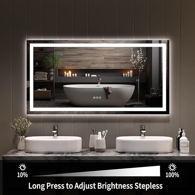 LED Bathroom Mirror 50 x 26 inch, Lighted Bathroom Vanity Mirror - Image 7