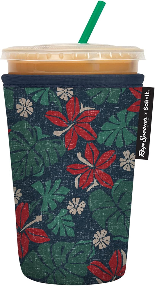 Sok It JavaSok Iced Coffee & Cold Soda Insulated Neoprene Cup Sleeve (Reyn Spooner Pahala, Medium: 22-28oz)