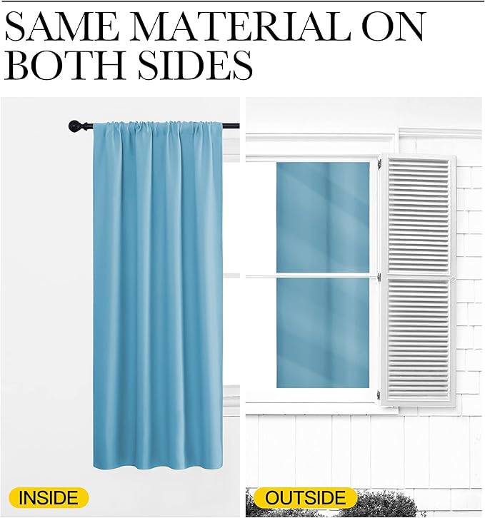 NICETOWN Blackout Curtains for Bedroom, Teal Blue, 1 Pair, 62 by 63-inch - Image 5