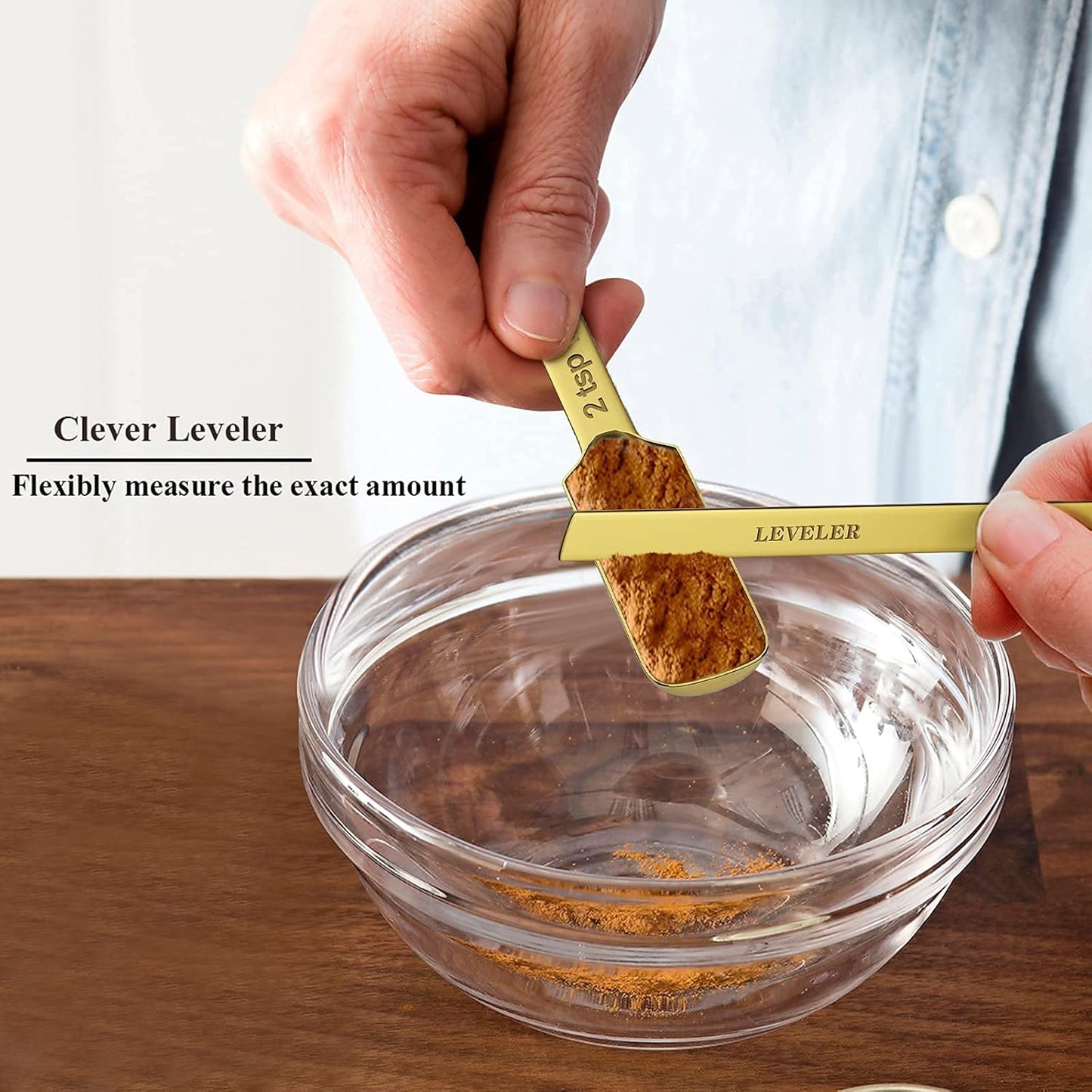 Wildone Gold Measuring Cups & Spoons Set of 21 - Includes 7 Stainless Steel Nesting Measuring Cups, 8 Measuring Spoons, 1 Leveler & 6 Mini Measuring Spoons, Ideal for Dry & Liquid Ingredients