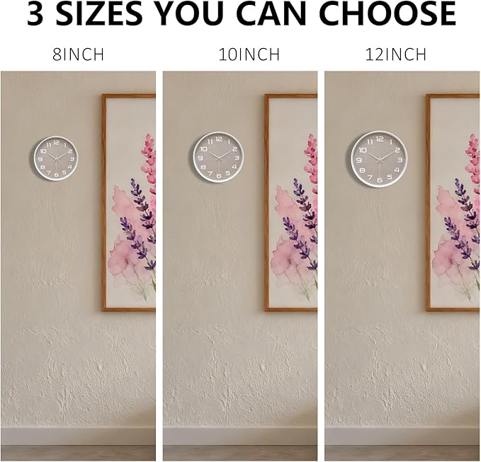 Silent Wall Clock with Large Numbers, 10 Inch Battery Operated Analog Clock - Image 9