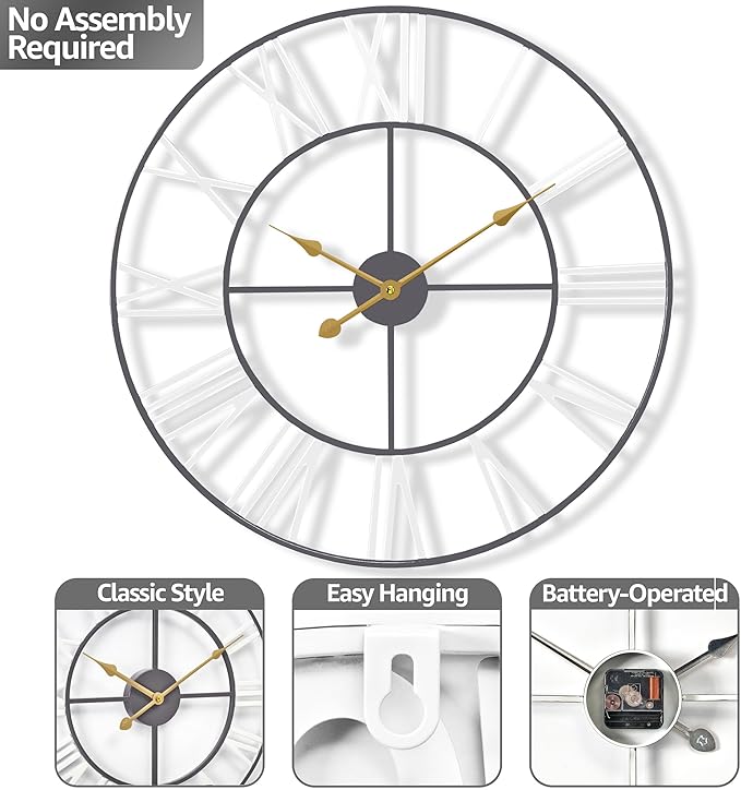 Sorbus Large Wall Clock for Living Room Decor - Image 4