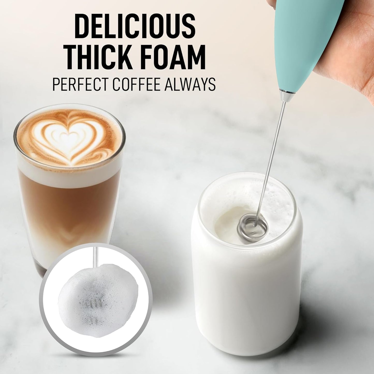 Zulay Kitchen Whisk Milk Frother with 4 Duracell Batteries - Powerful Handheld Foam Maker for Coffee, Lattes, Matcha, Hot Chocolate & Cappuccinos - Whip Creamy Froth in Seconds