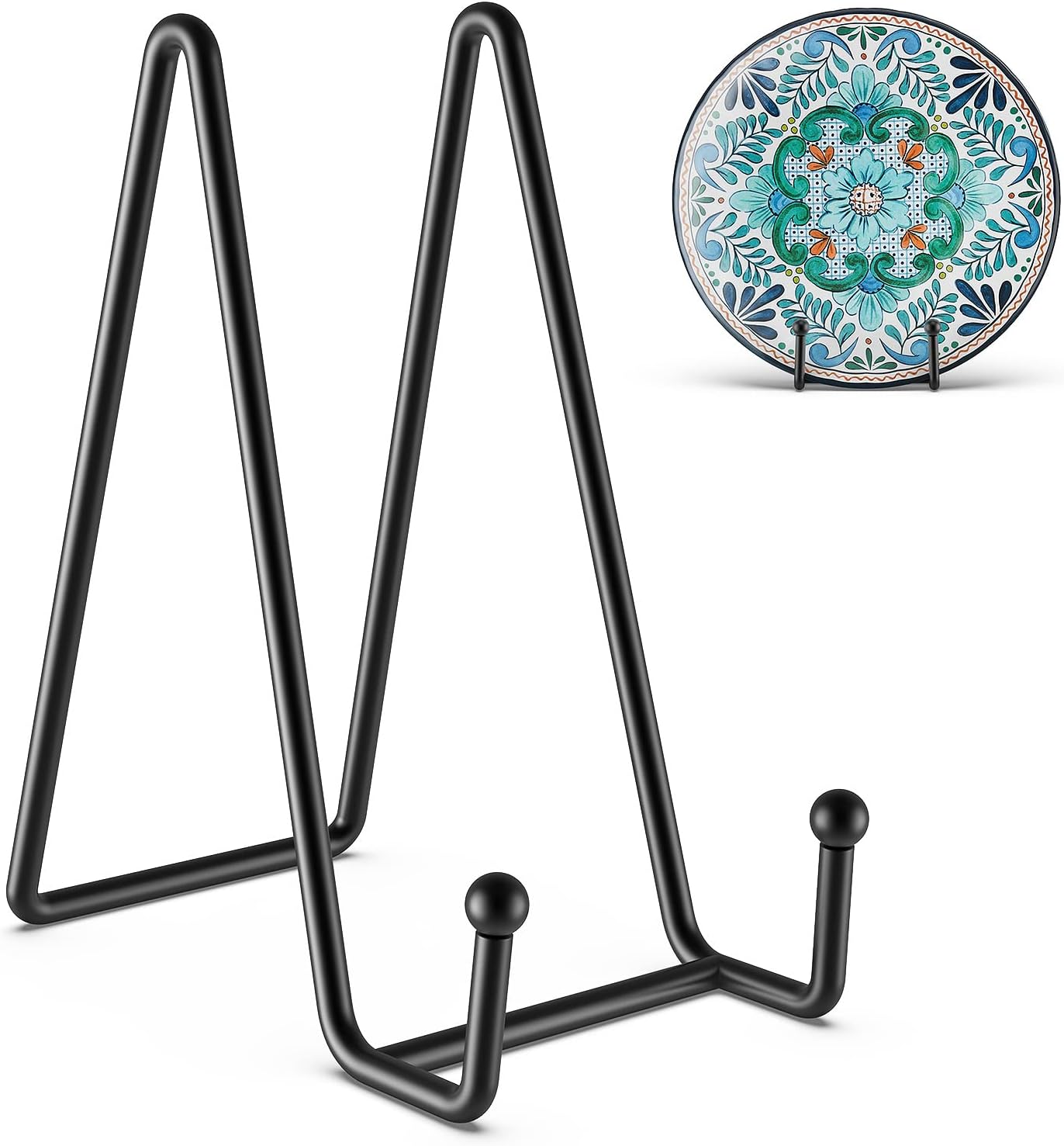 3 Pack 6 Inch Plate Stands for Display Picture - Vinyl Table Top Display, Decorative Metal Frame Holders for Book , Photo and Platter, Tabletop Art, Black 3 Packs