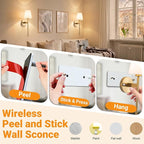 Battery Operated Wall Sconces Set Of 2, Wireless Battery Wall Light - Image 3