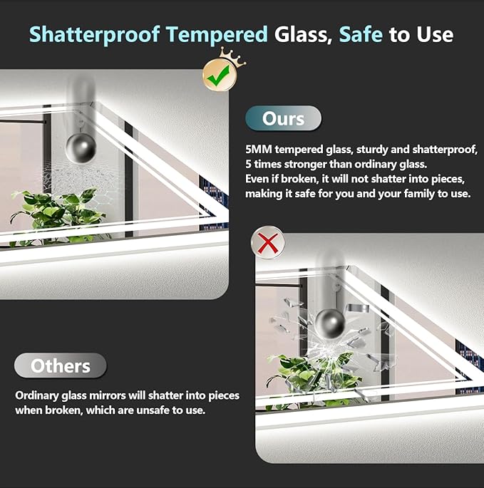 72x36 LED Bathroom Mirror with Lights, Backlit and Front Lit Anti-Fog Lighted - Image 7