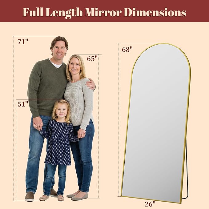 Suidia 68"x26" Arched Full Length Mirror - Image 4