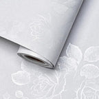 White Wallpaper Silk Embossed Floral White Contact Paper by VisitTheLativo