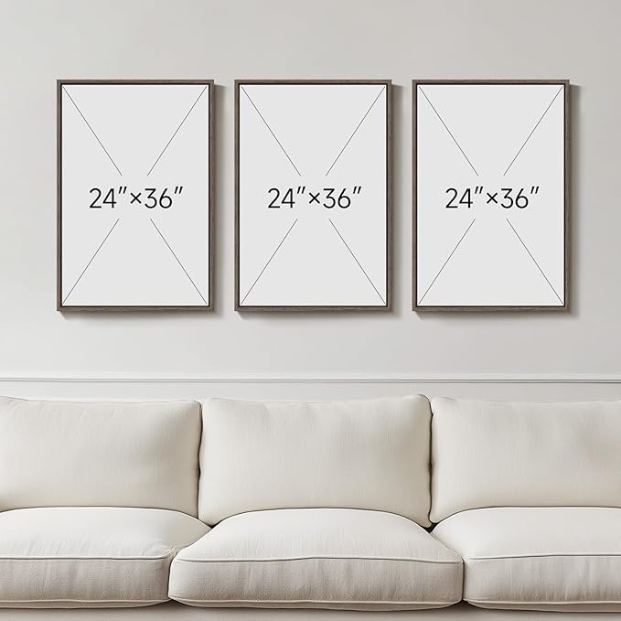 Framed Boho Floral Wall Art for Living Room, 3 Piece Blue Minimalist Botanical - Image 3