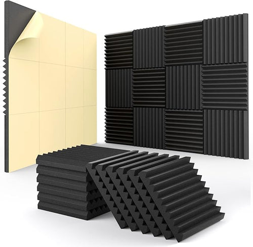12 Pack Acoustic Panels Self-Adhesive, Acoustic Foam Wedges High Density by HEMRLY