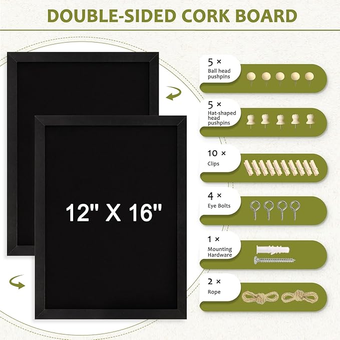 Double-Sided Black Cork Board - Image 2
