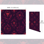 FLFK Gothic Peel and Stick Wallpaper Dark Red Wallpaper 16" x 384" Vinyl - Image 2