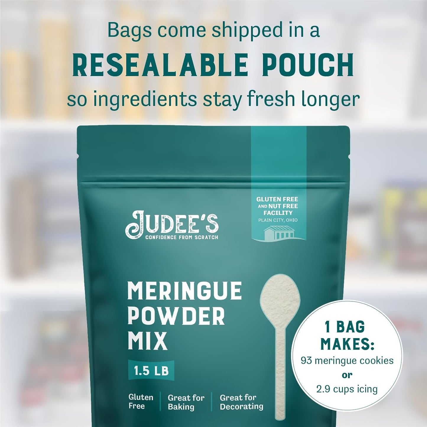 Judee’s Complete Meringue Powder Mix 1.5 lb (24oz) - Great for Baking and Decorating - No Preservatives - Gluten-Free and Nut-Free - Make Meringue Cookies, Pies, Frosting, and Royal Icing
