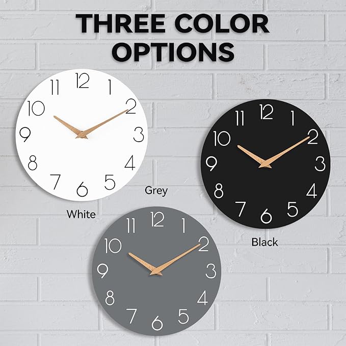 cicininc Wall Clock, 16 Inch Wooden Battery Operated Wall Clocks Silent - Image 3