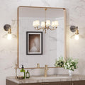 LOAAO 30”X36” Gold Bathroom Mirror, Rounded Rectangle Gold Frame Mirror by LOAAO