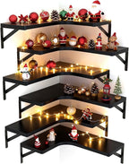 LEOPO Corner Floating Shelves Wall Mounted Set of 6, Corner Wall Shelves Rustic by FinestHomeDecor