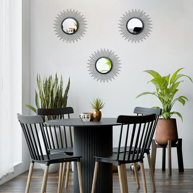 3 Set Sunburst Mirrors for Wall Decorative Metal Mirrors Small Mirror Sets - Image 4