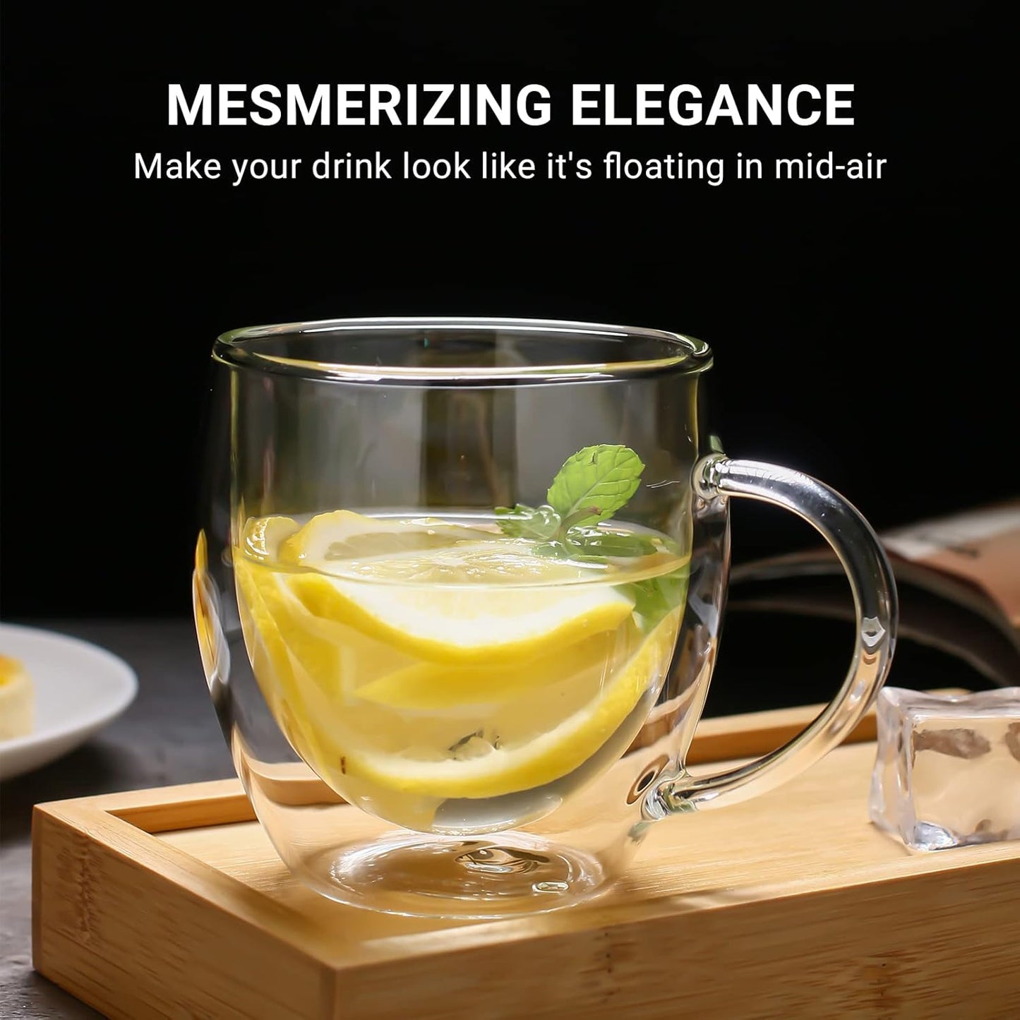 ZONEYILA Double Walled Glass Coffee Mugs 8oz, Insulated Borosilicate Glass Coffee Cups Set of 4, Clear Glasses Mug with Handle for Espresso, Cappuccino, Tea, Hot Beverages