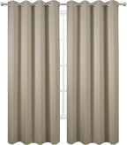 LEMOMO Blackout Curtains 66 x 84 inch/Beige Curtains Set of 2 Panels/Thermal - Image 2