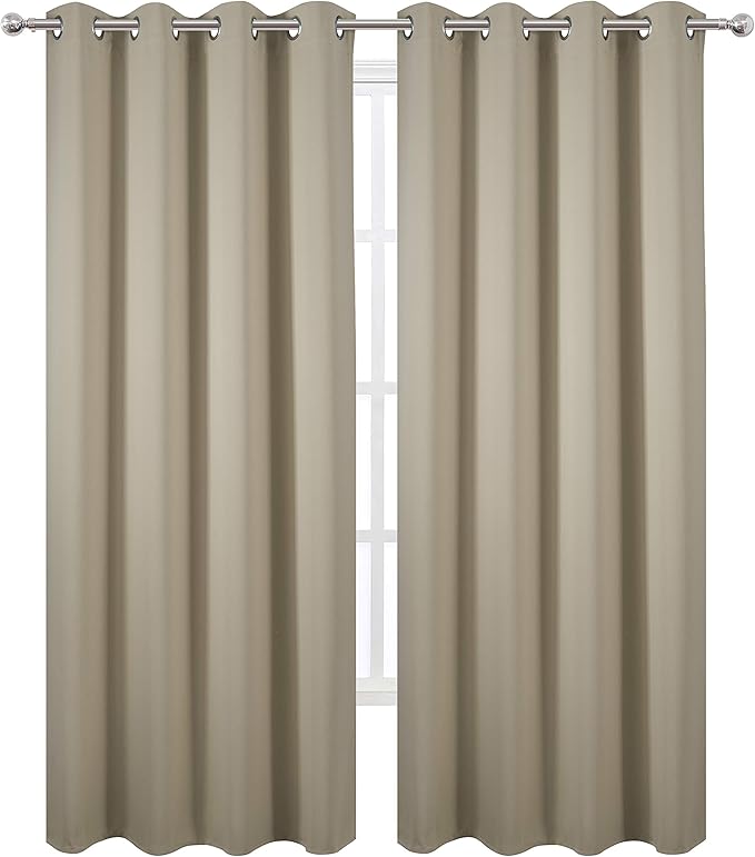 LEMOMO Beige Blackout Curtains/52 x 108 Inch/Set of 2 Panels Room Darkening - Image 2