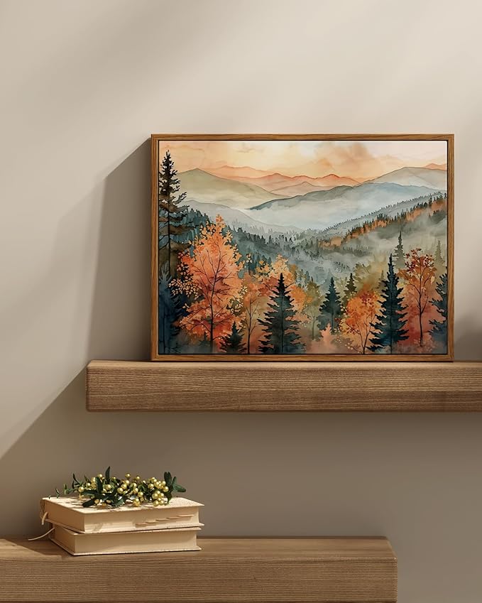 InSimSea Framed Canvas Wall Art Vintage Decor, Fall Pictures Home Bathroom Wall - Image 3