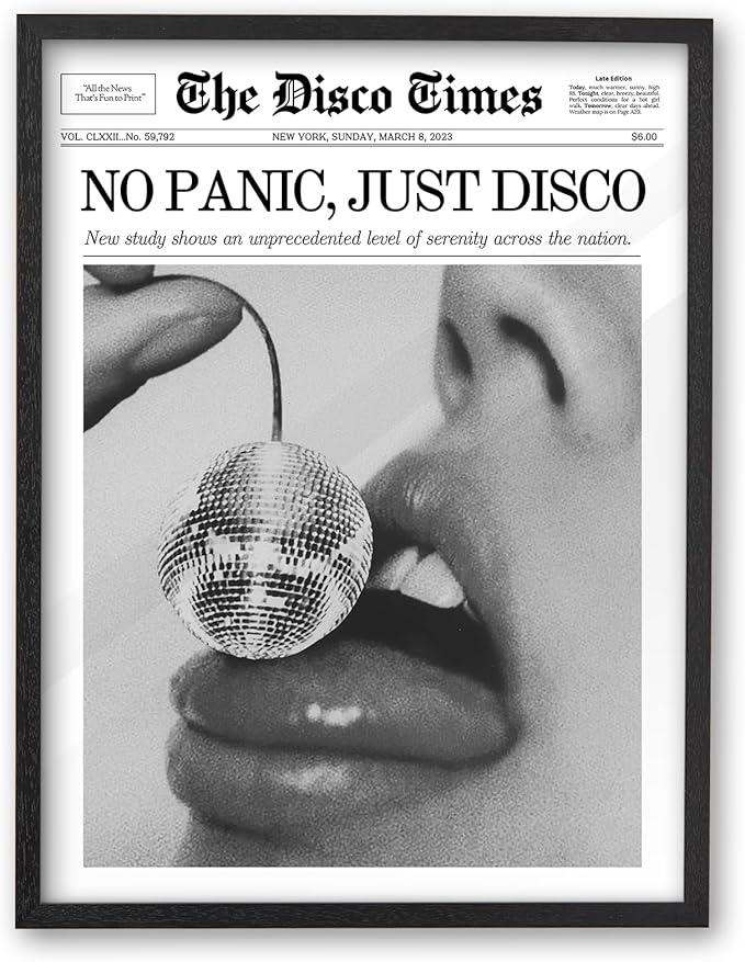 iHery Premium Natural Black OAK Wood 12x16in No Panic Just Disco Trendy Framed by iHery
