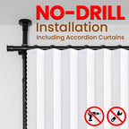 100% Blackout Room Divider Curtains Sets White W100 x L84 in 1 Panel No Drill - Image 3