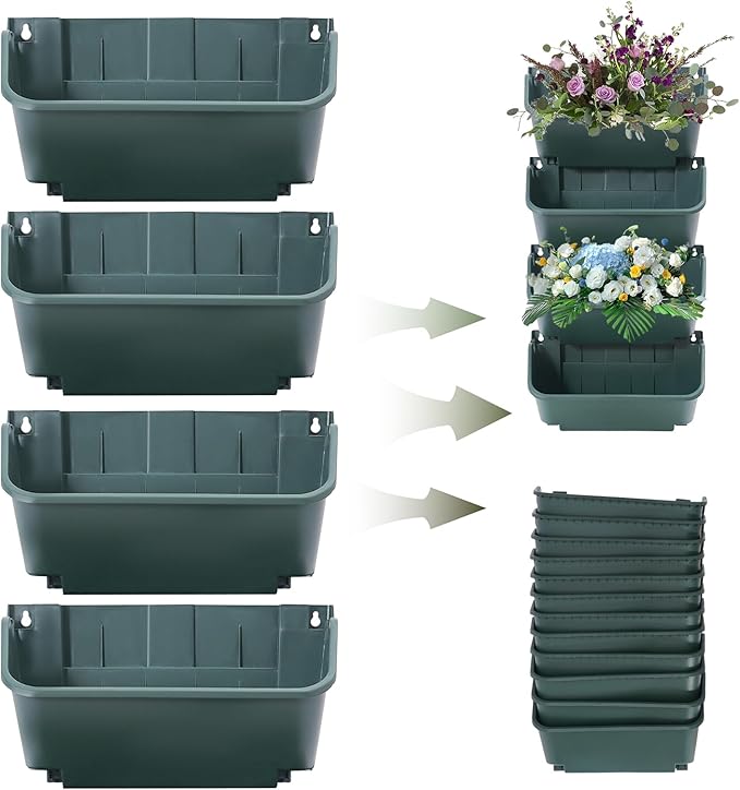 16 Pack Vertical Garden Planter, 13 inch Wall Mounted Planter - Image 5