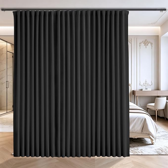 Room Divider Curtains for Ceiling Track System or Rod Blackout Privacy Floor to by Grichril