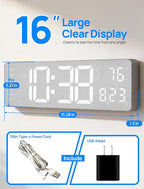 MASHI 2026 Upgrade Digital Wall Clock, Auto-Dimming Wall Clock - Image 2