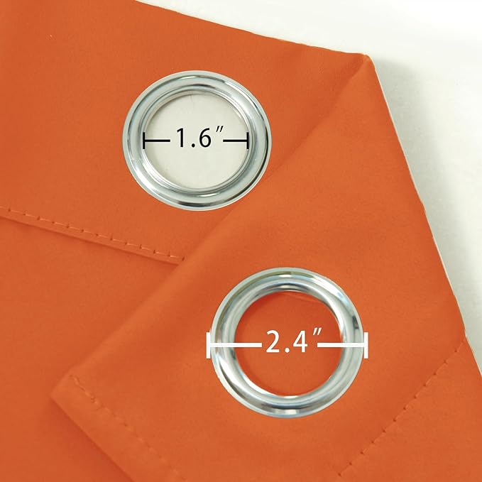 LEMOMO Blackout Curtains 66 x 54 Inch Long Orange Curtains Set of 2 Panels Room - Image 5