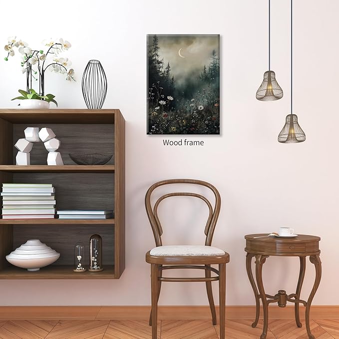 Dark Flower Field Poster Vintage Moody Academia Wall Art 16X24 inch Framed - Image 5