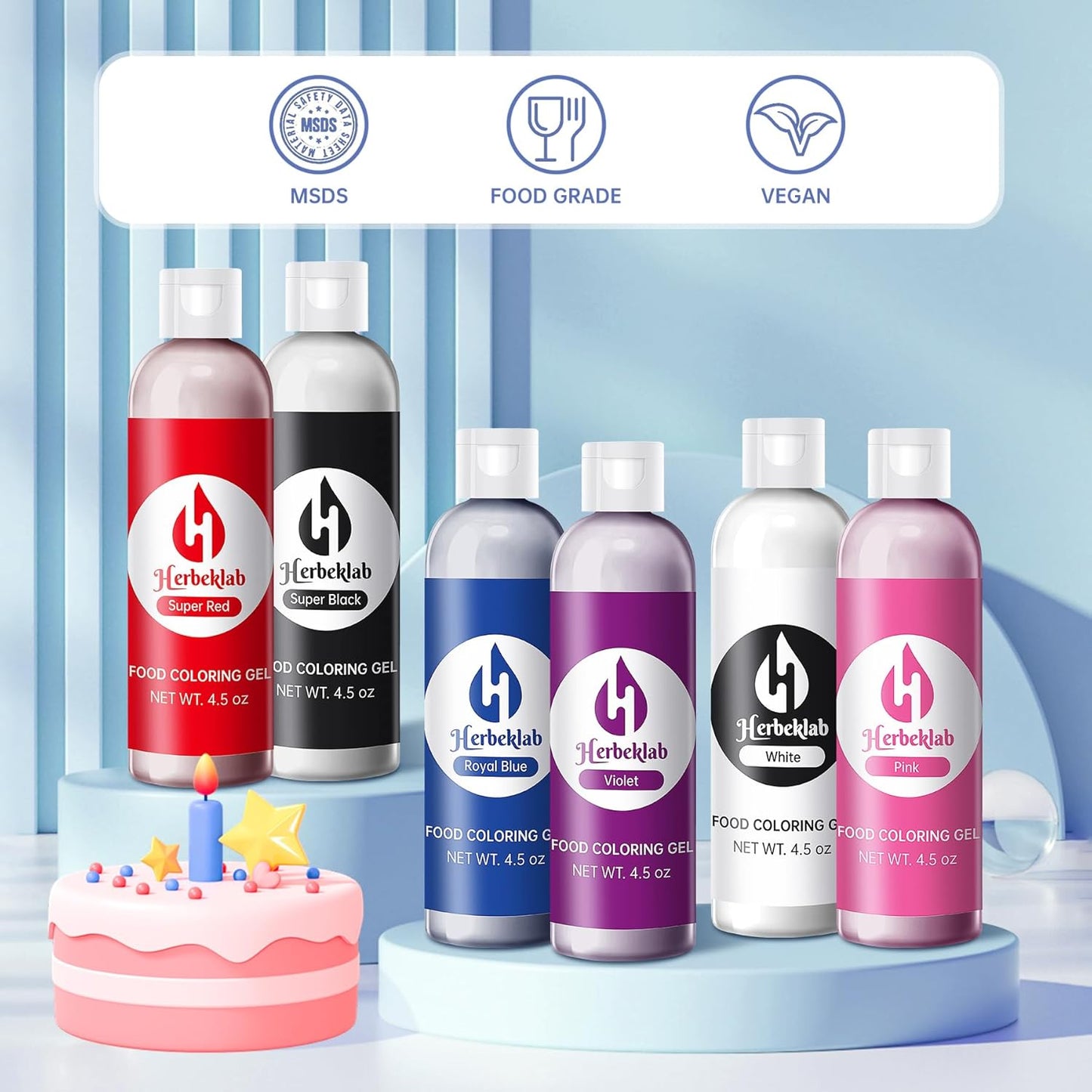 White Food Coloring Gel Herbeklab 4.5 oz Professional Grade White Food Dye Concentrated Gel Food Color for Icing Baking Cake Decorating Cookie