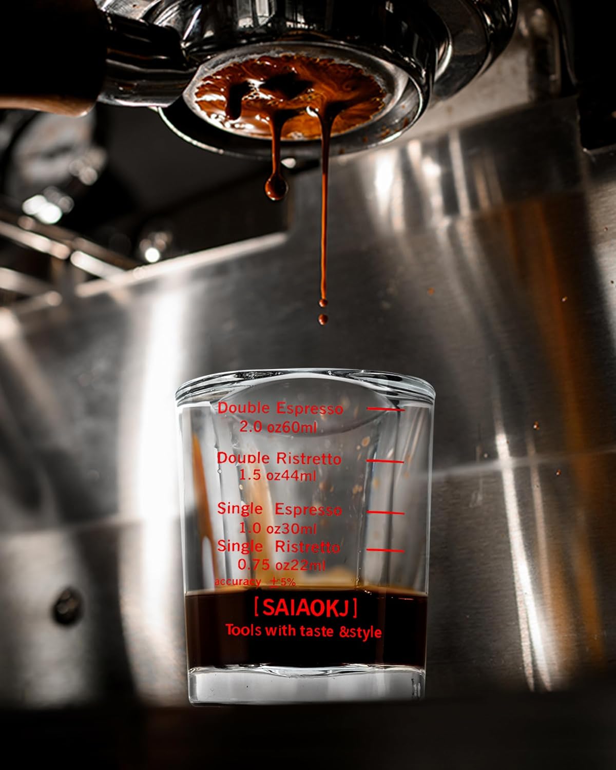 Shot Glasses Measuring Cup Set 2PACK Espresso Shot Glasses Liquid Heavy Glass 2oz/60ml(Red)